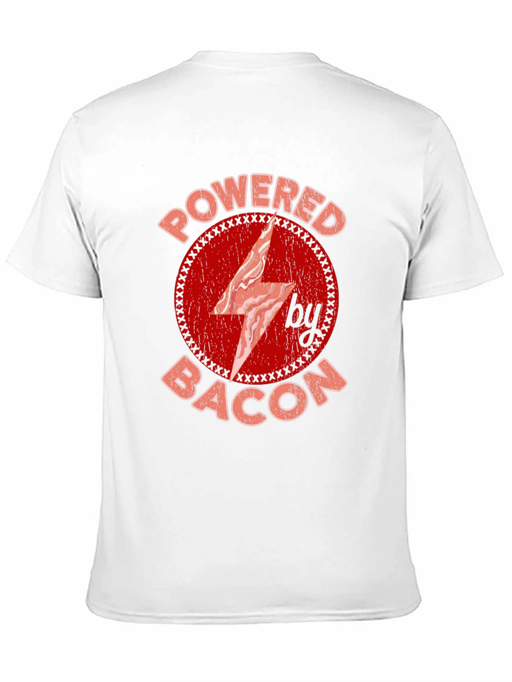 Powered By Bacon T-Shirt Red Graphic Design