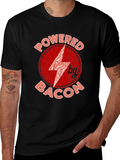 Powered By Bacon T-Shirt Red Graphic Design