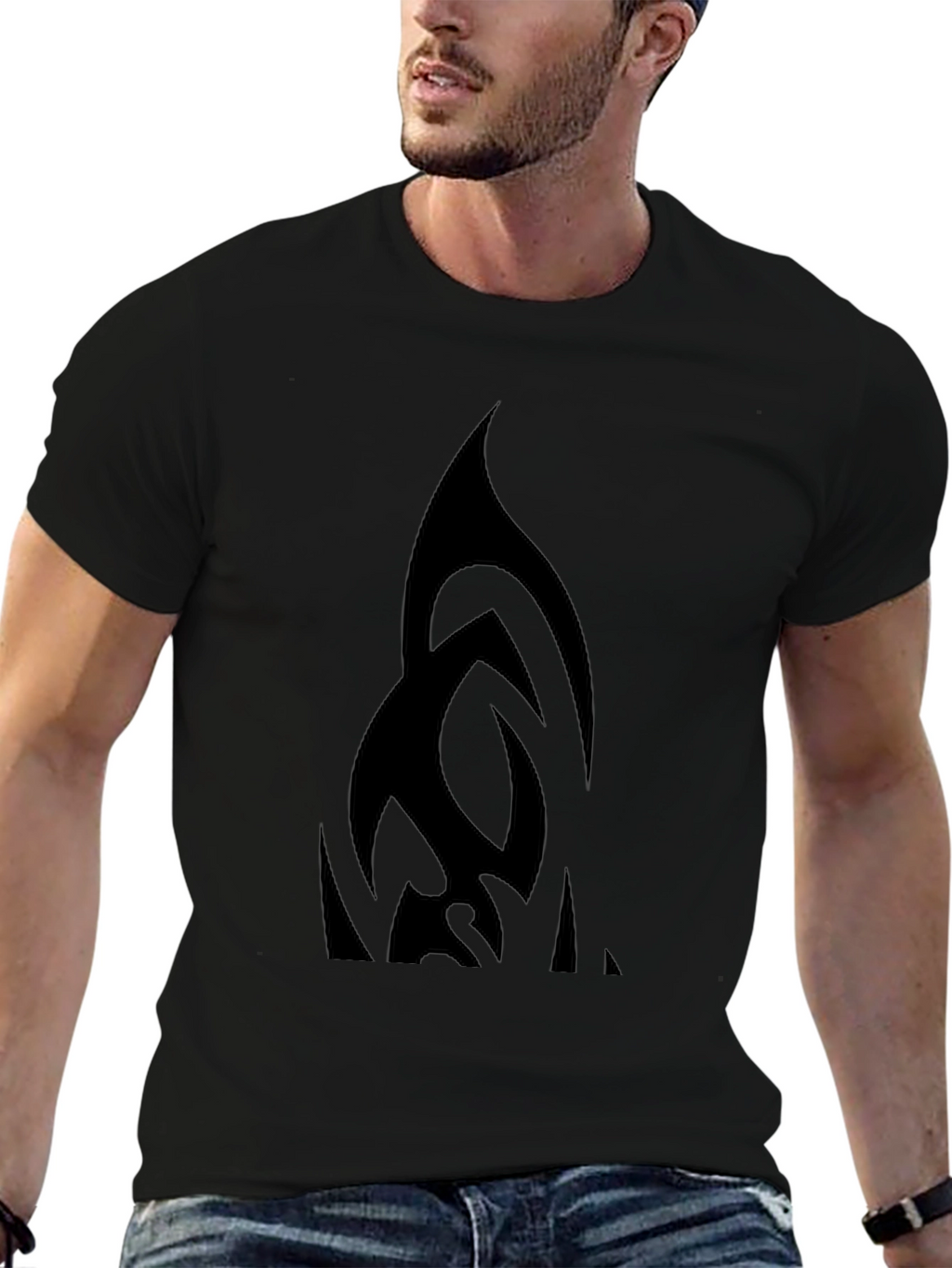 Black Tribal Design Graphic Tee - Cool Casual Wear