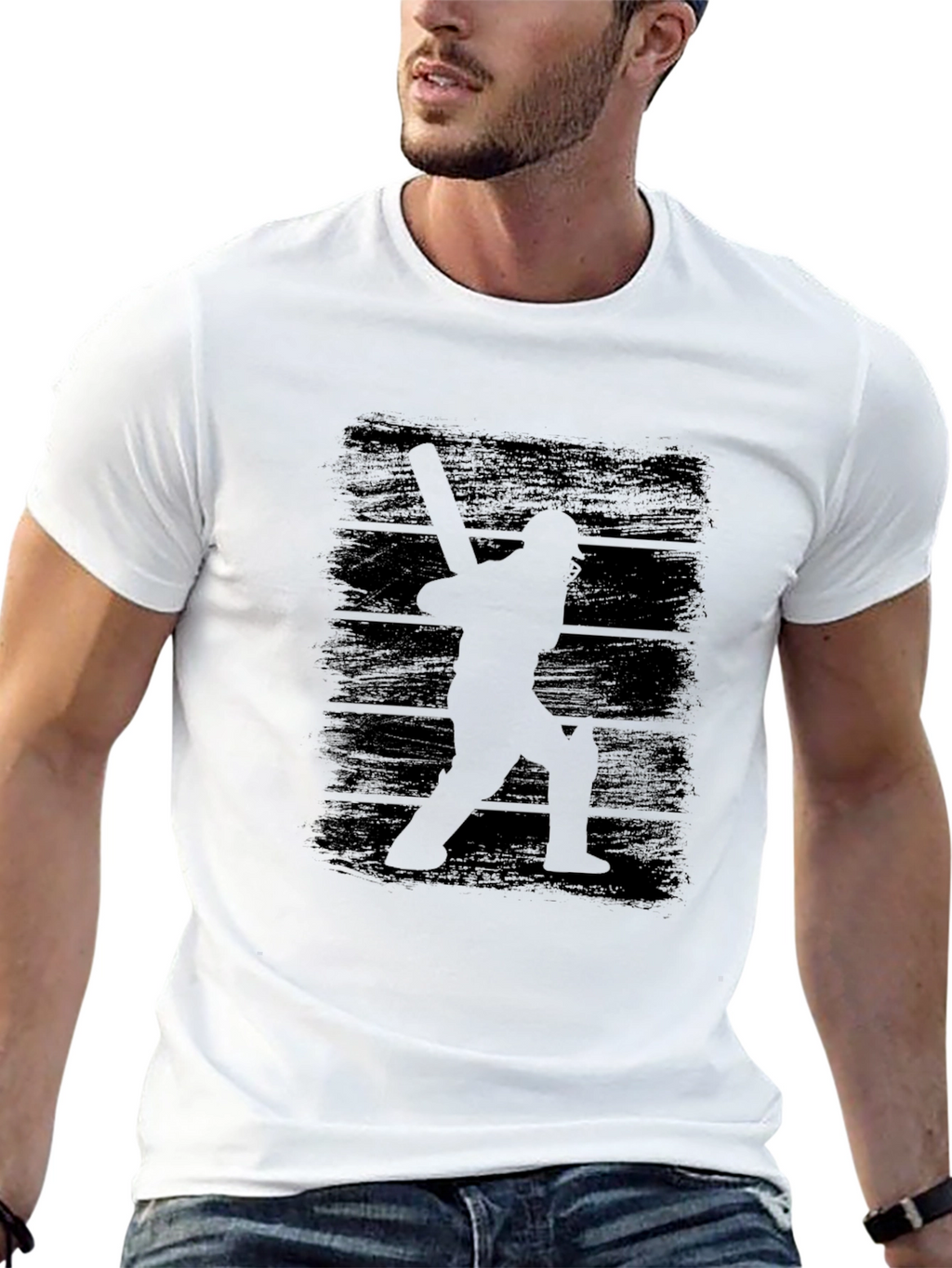 Cricket Player Silhouette Graphic Tee