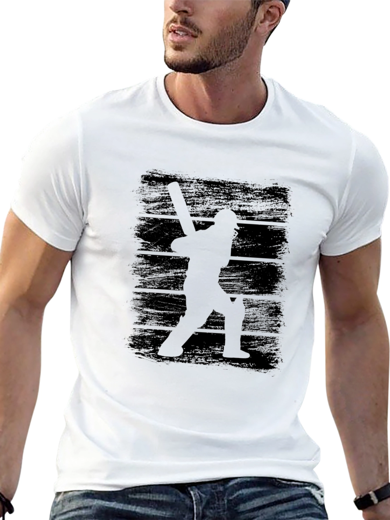 Cricket Player Silhouette Graphic Tee
