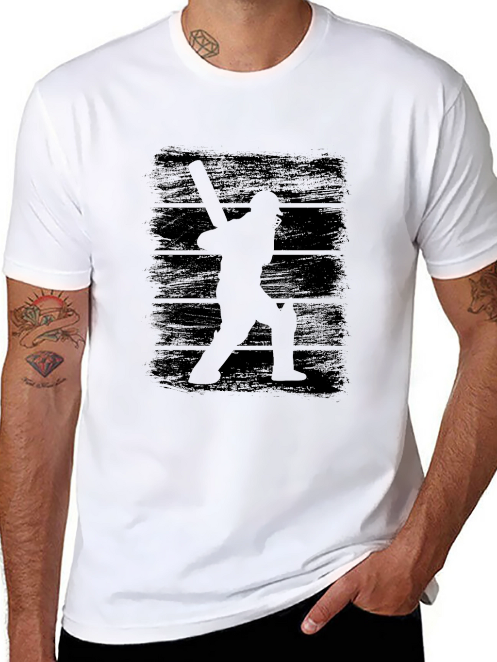Cricket Player Silhouette Graphic Tee