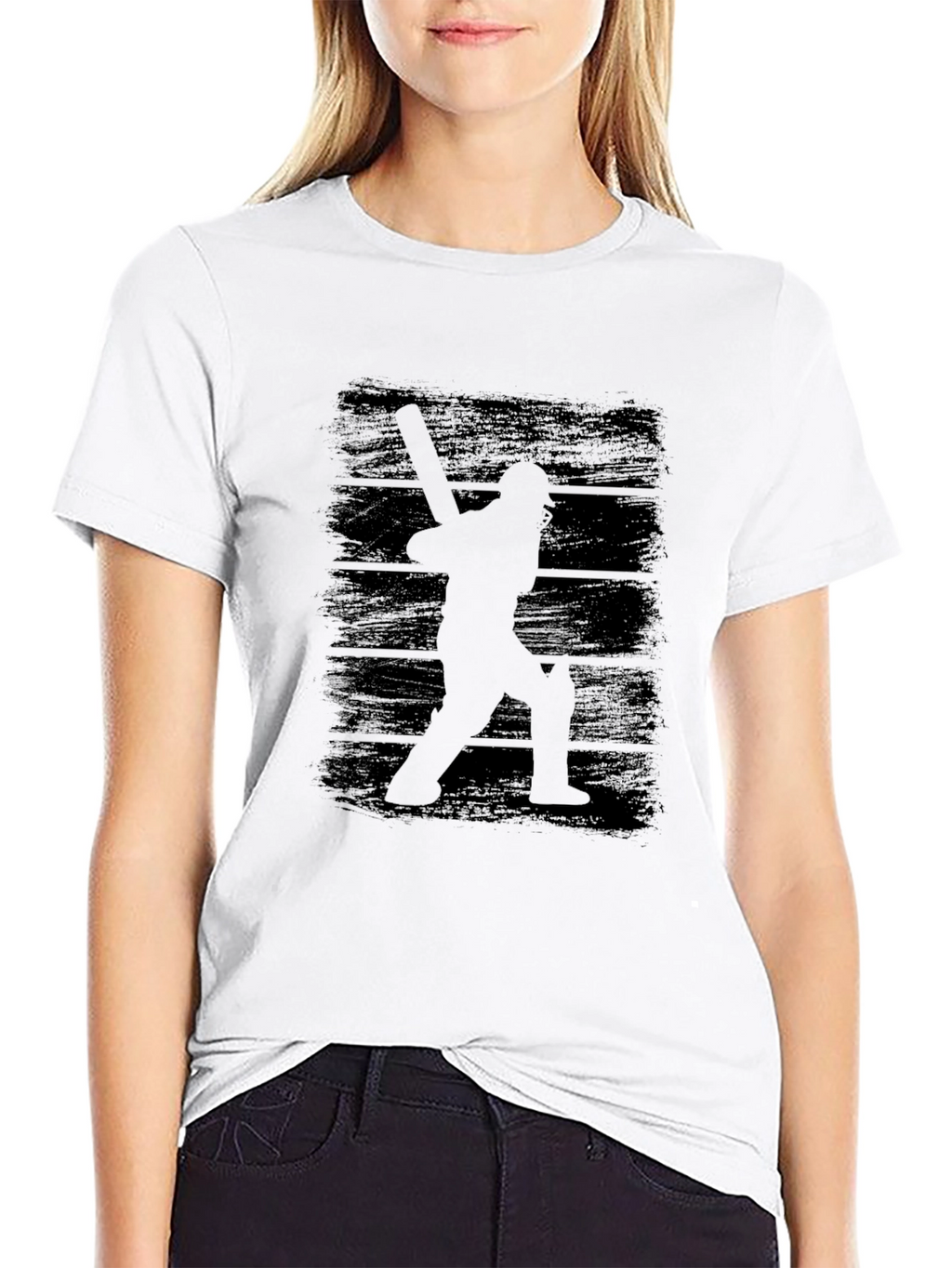 Cricket Player Silhouette Graphic Tee