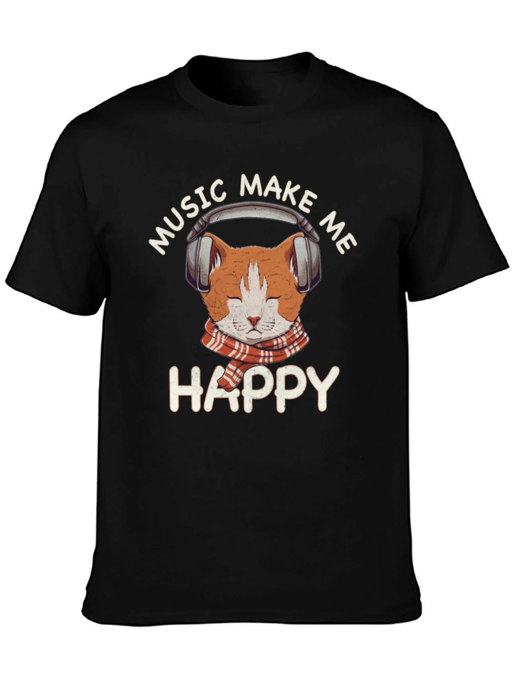 Music Loving Cat T-Shirt - Makes Me Happy
