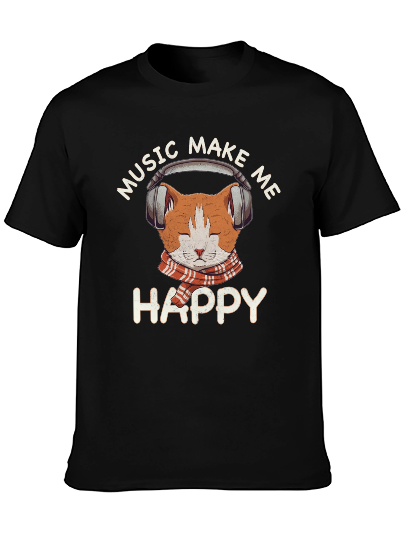 Music Loving Cat T-Shirt - Makes Me Happy