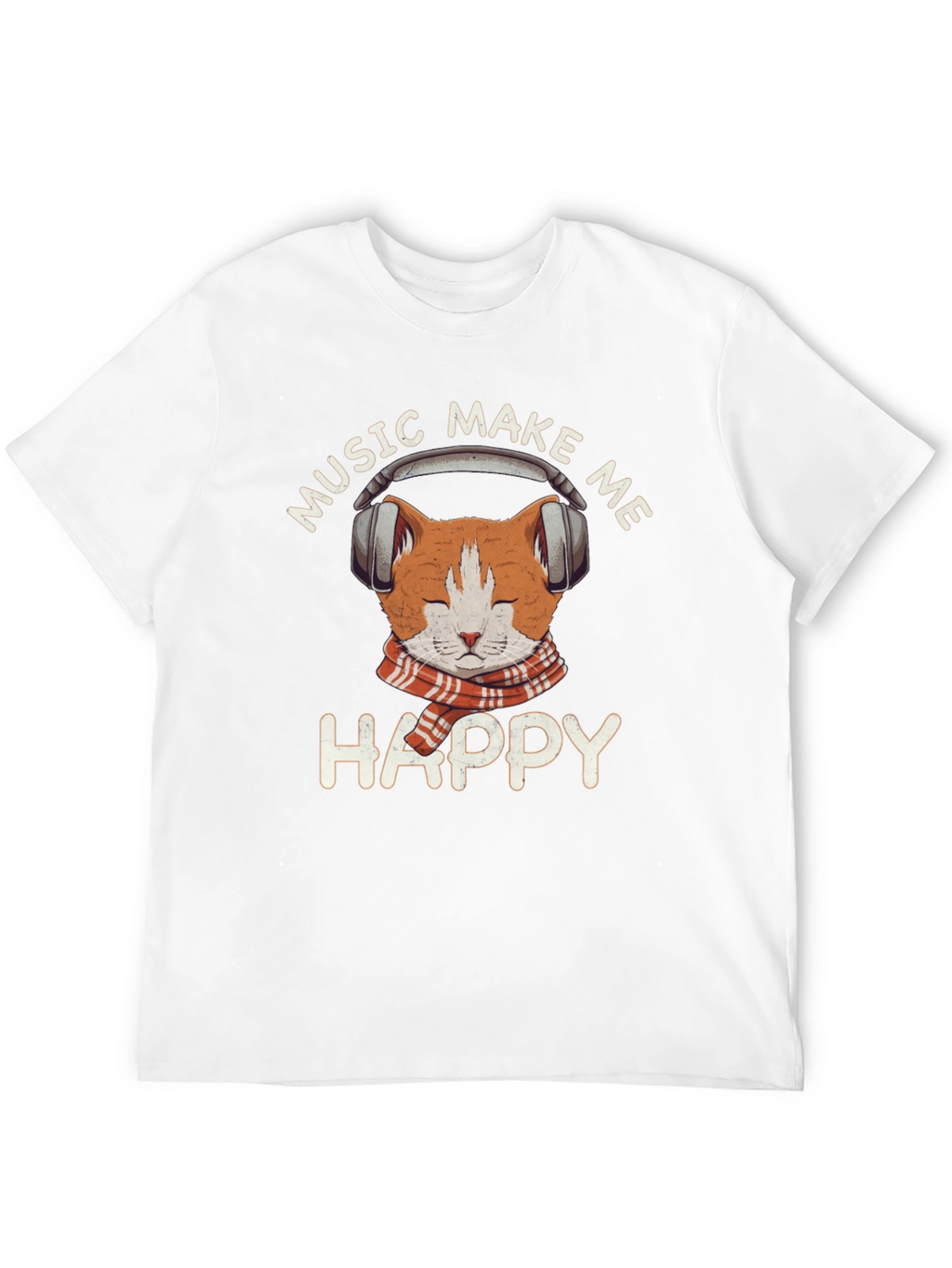Music Loving Cat T-Shirt - Makes Me Happy