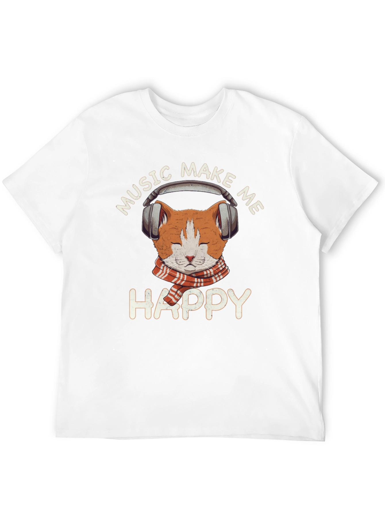 Music Loving Cat T-Shirt - Makes Me Happy