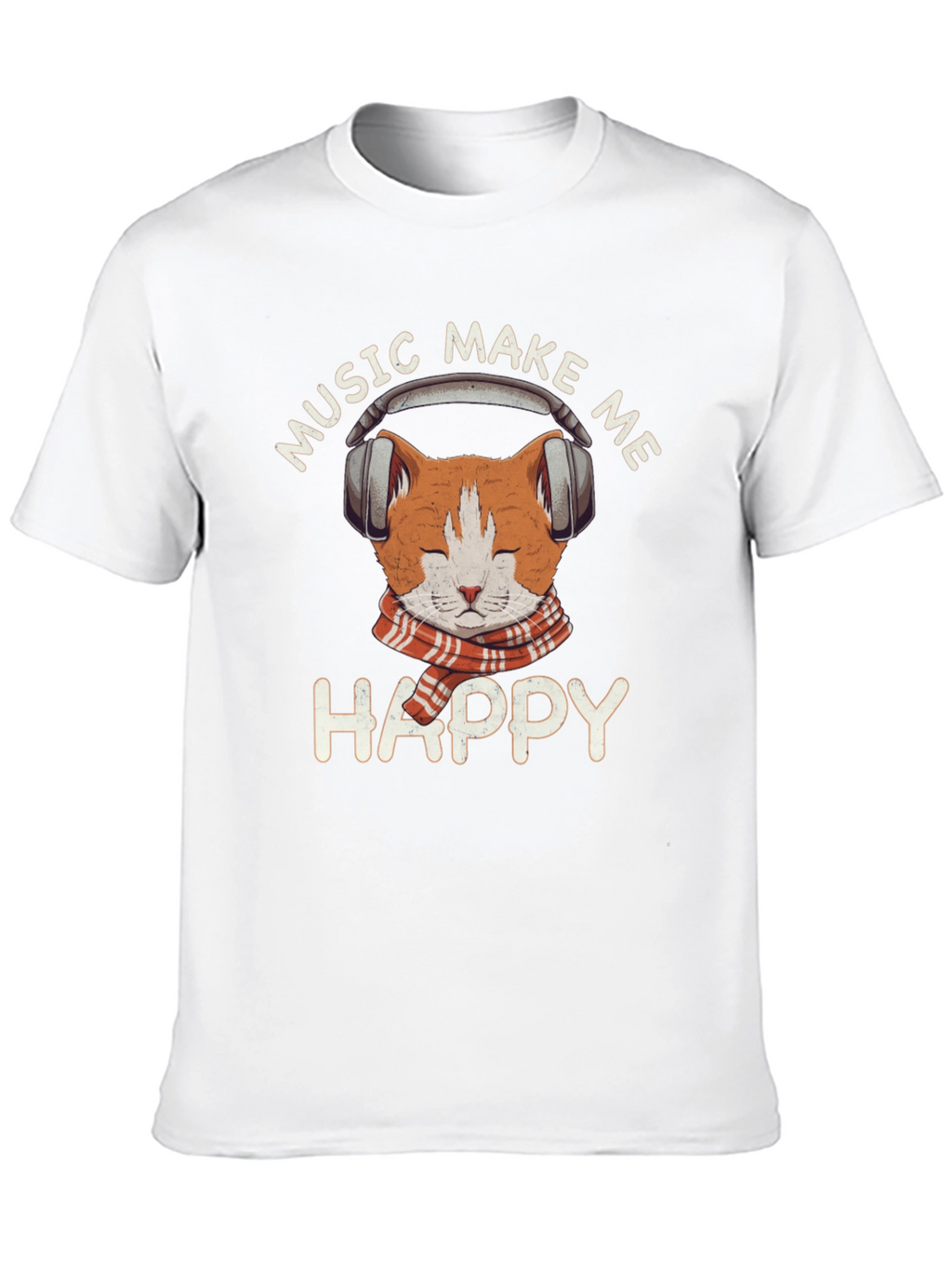 Music Loving Cat T-Shirt - Makes Me Happy