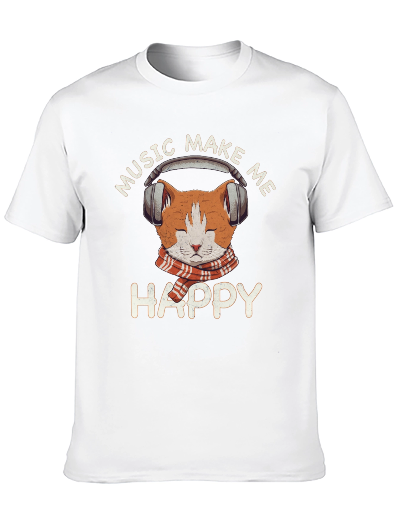 Music Loving Cat T-Shirt - Makes Me Happy