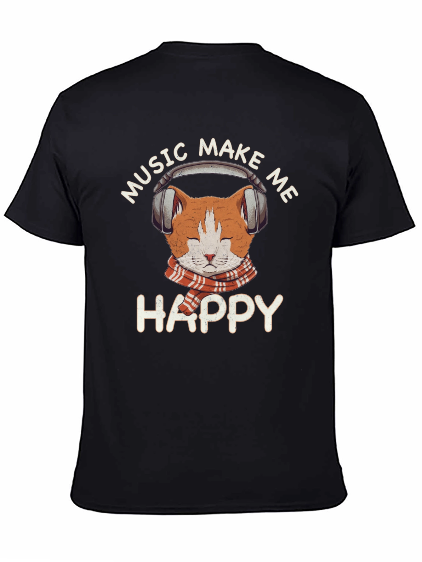 Music Loving Cat T-Shirt - Makes Me Happy