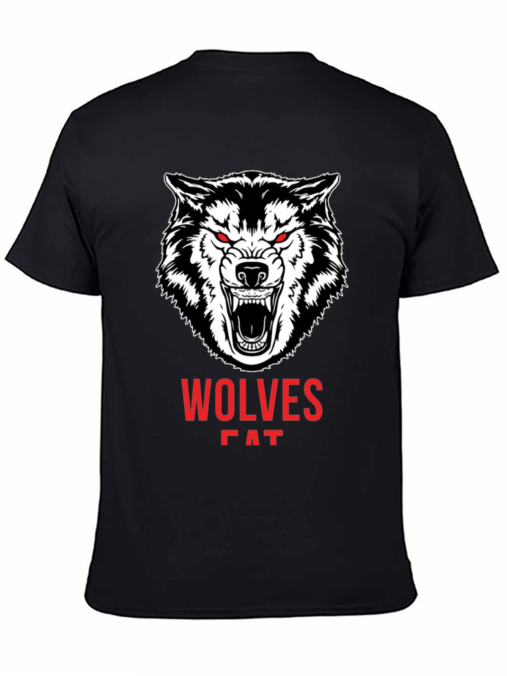 Mens Black Wolves Graphic Print Crew Neck T-Shirt