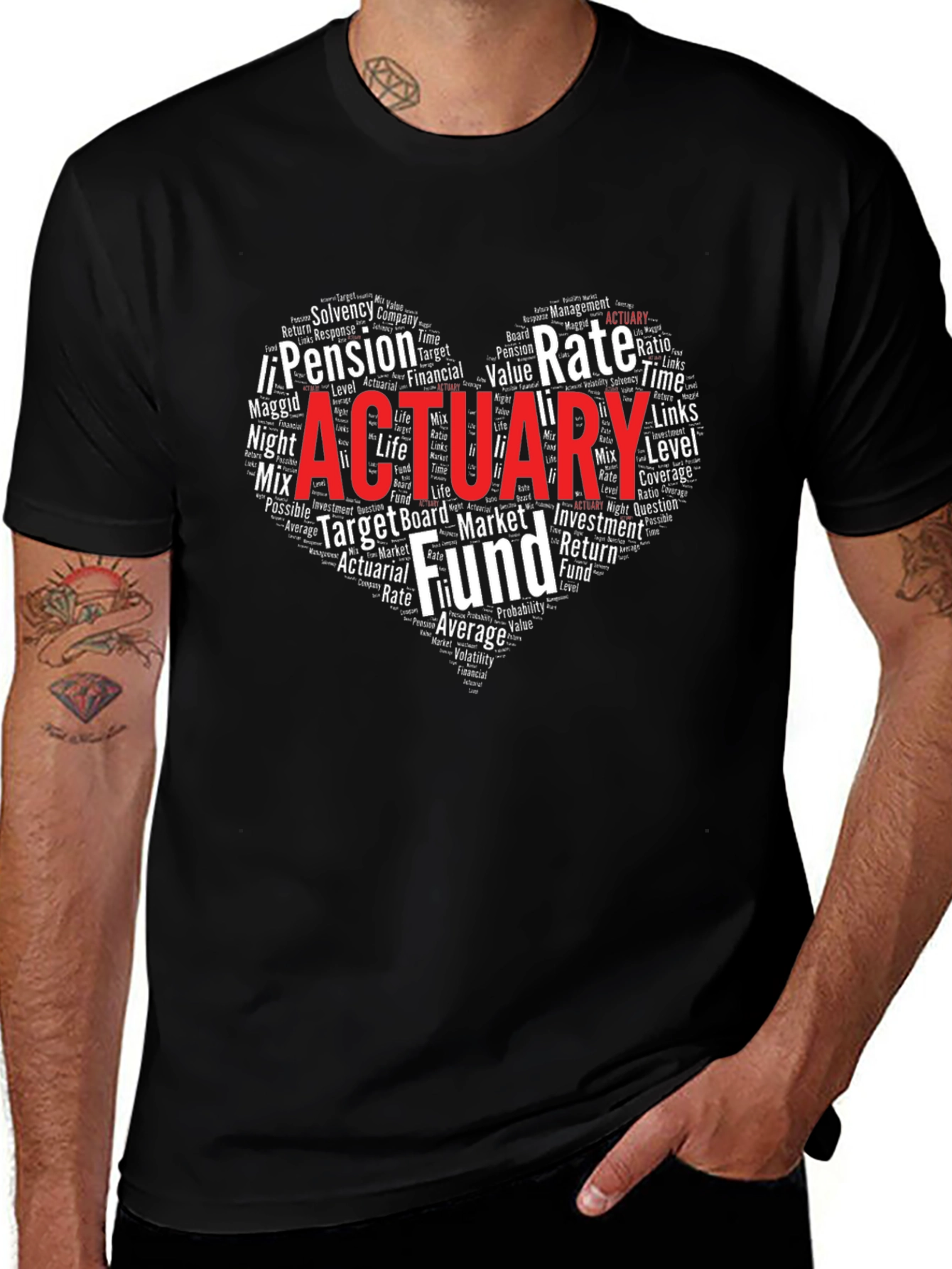 Actuary Heart Word Cloud T-Shirt