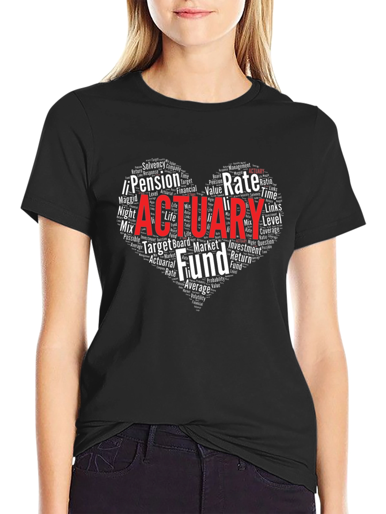 Actuary Heart Word Cloud T-Shirt