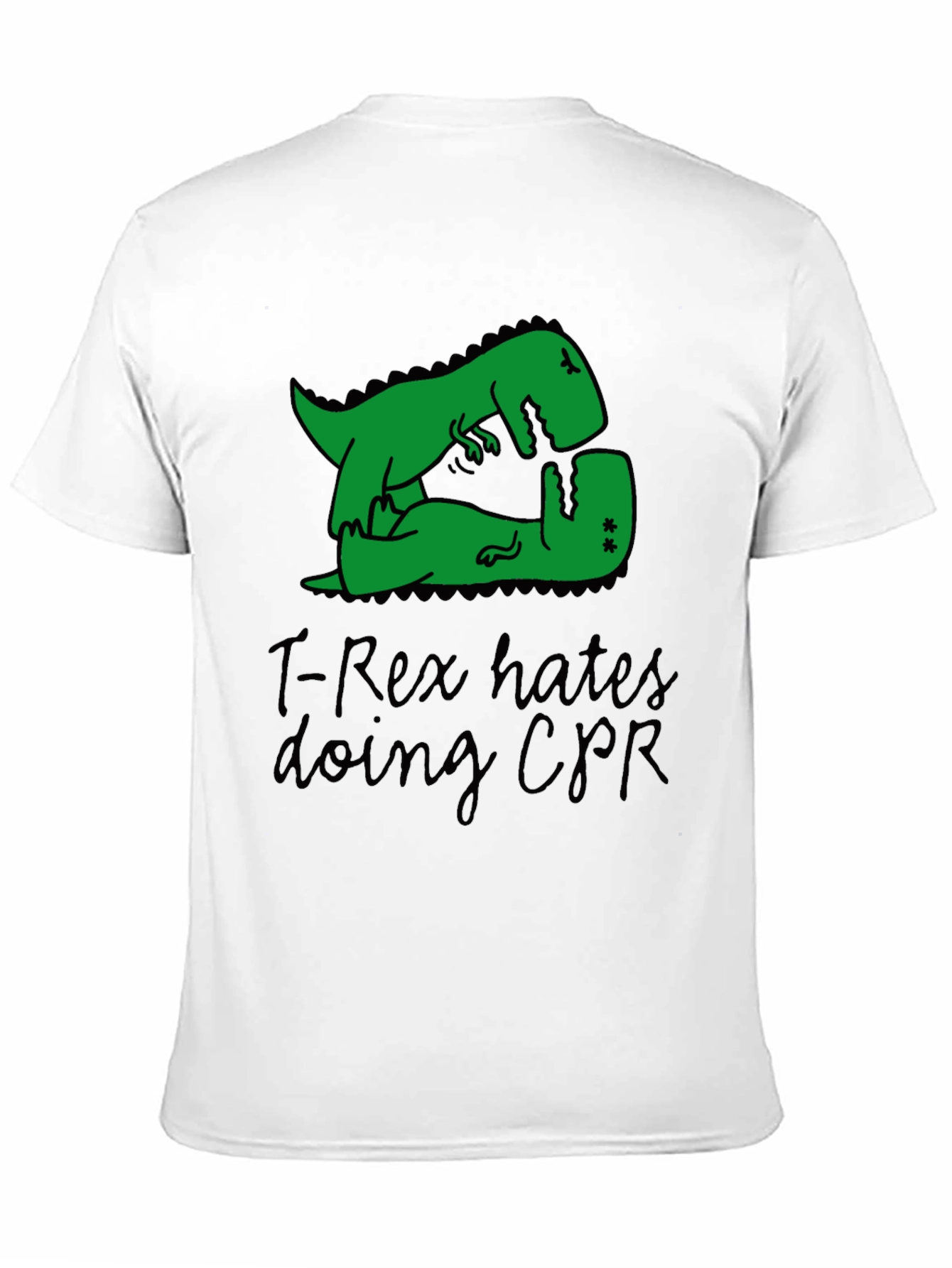 T-Rex Hates CPR Graphic T-Shirt - Funny Dinosaur Tee