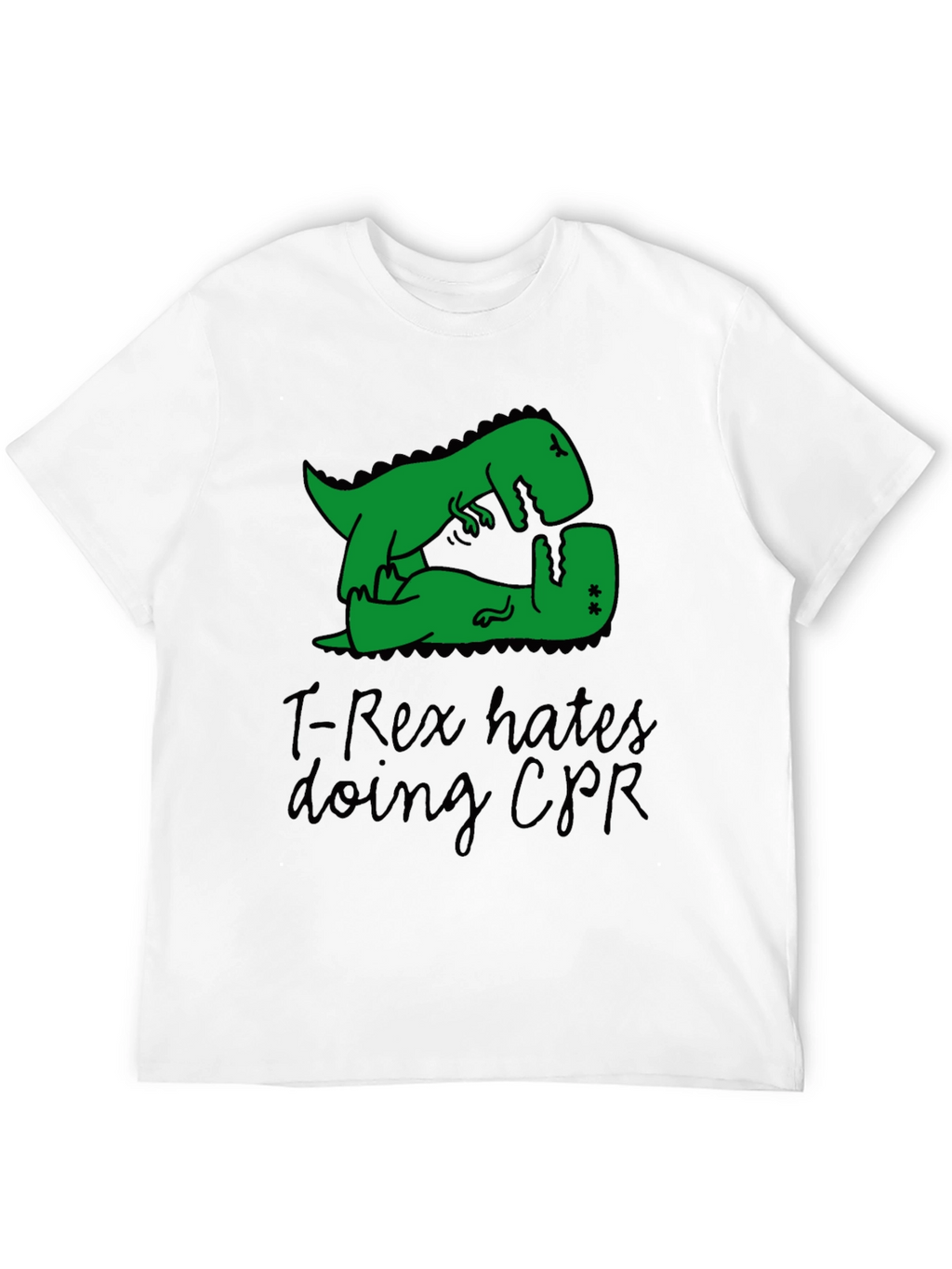 T-Rex Hates CPR Graphic T-Shirt - Funny Dinosaur Tee