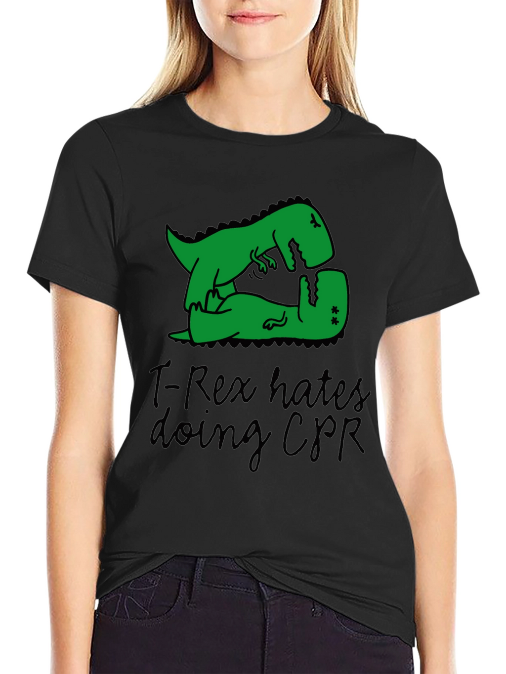T-Rex Hates CPR Graphic T-Shirt - Funny Dinosaur Tee