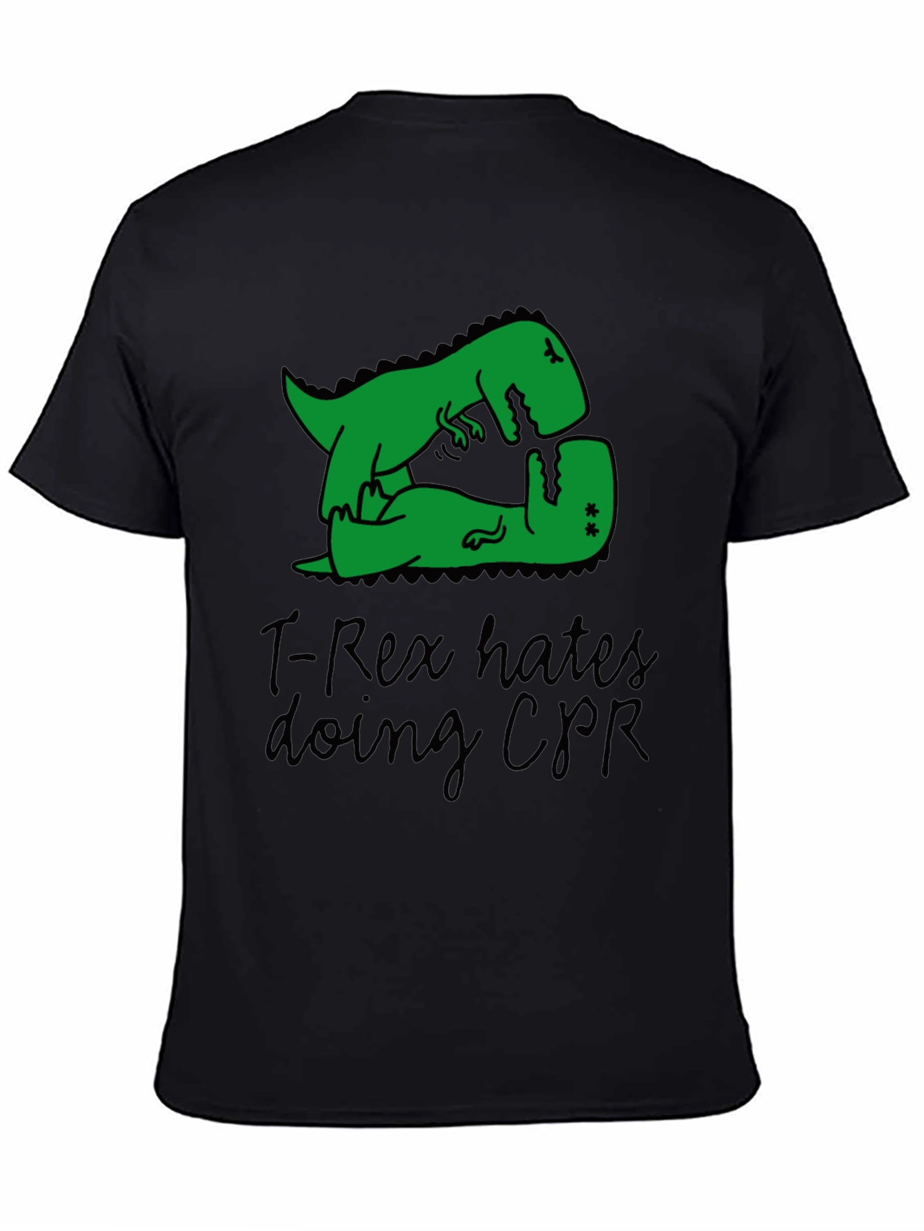 T-Rex Hates CPR Graphic T-Shirt - Funny Dinosaur Tee