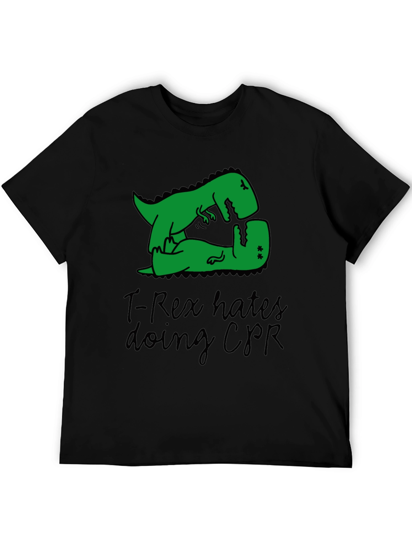 T-Rex Hates CPR Graphic T-Shirt - Funny Dinosaur Tee