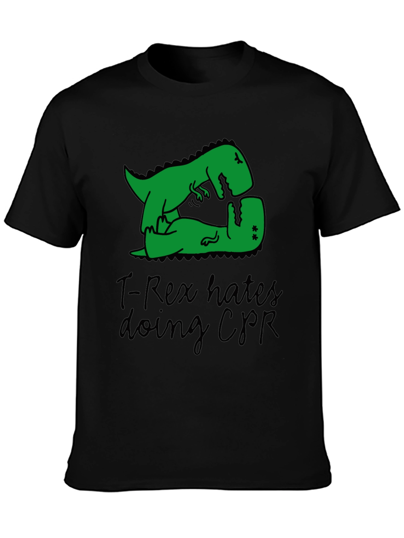 T-Rex Hates CPR Graphic T-Shirt - Funny Dinosaur Tee