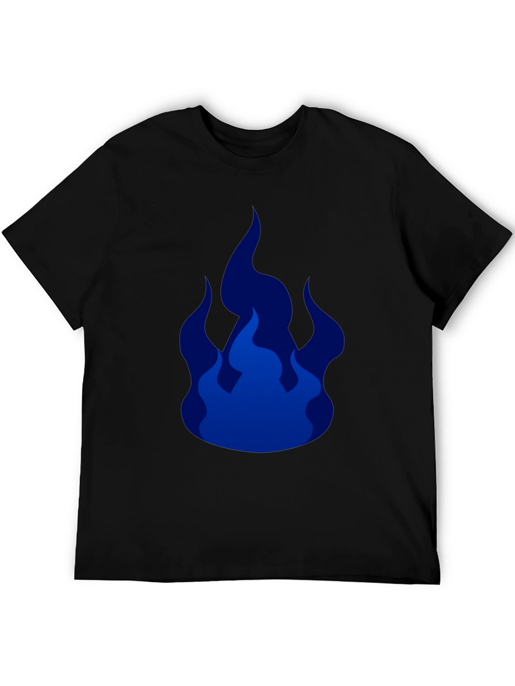 Cool Blue Flames Graphic Black T-Shirt