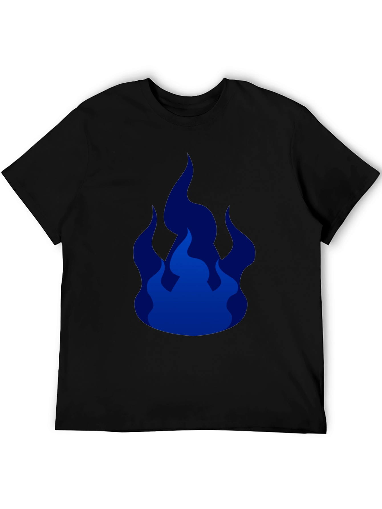 Cool Blue Flames Graphic Black T-Shirt
