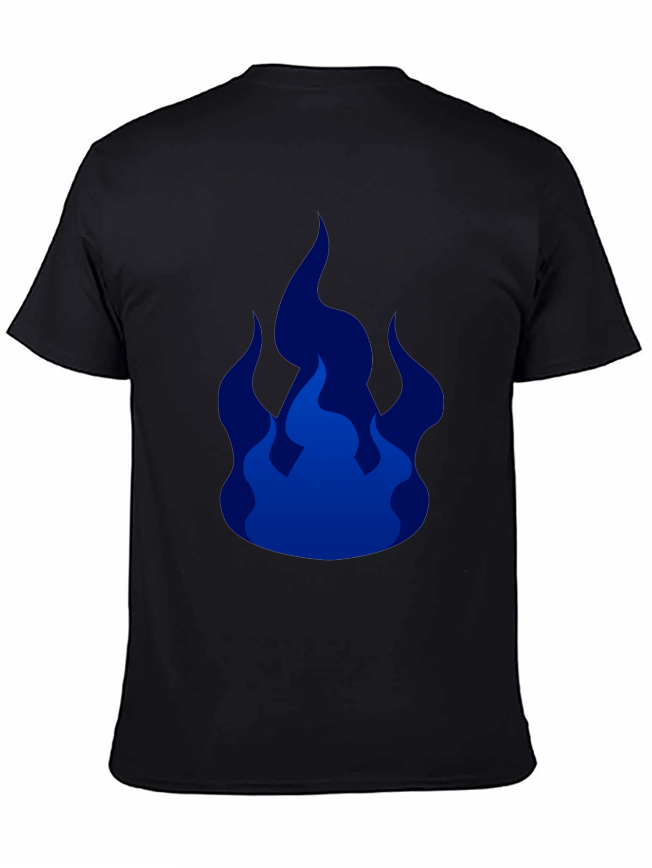 Cool Blue Flames Graphic Black T-Shirt