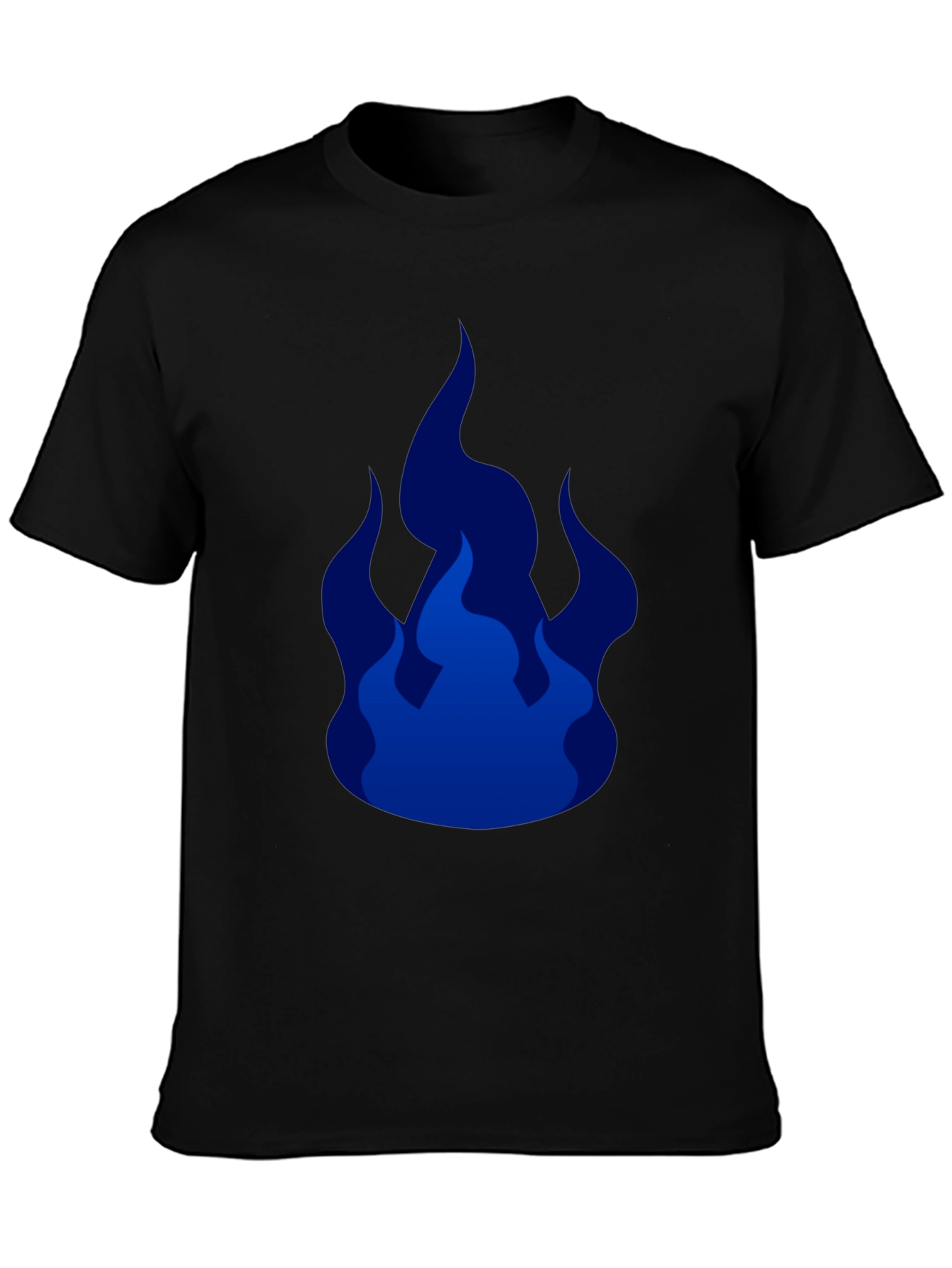 Cool Blue Flames Graphic Black T-Shirt