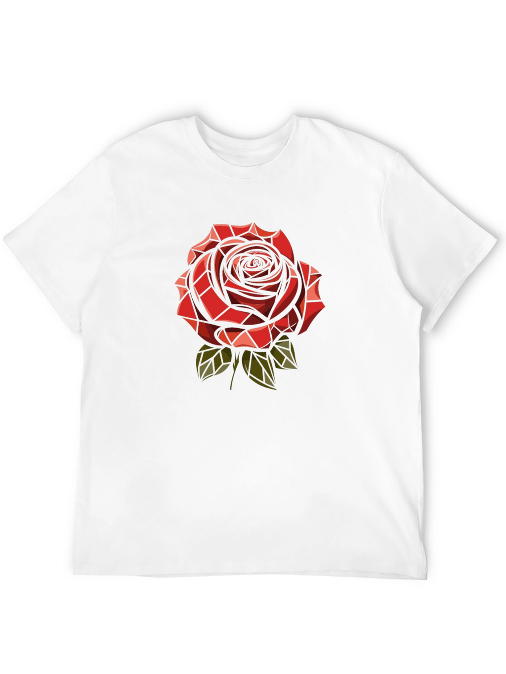 Red Rose Graphic Print Mens Black T-Shirt