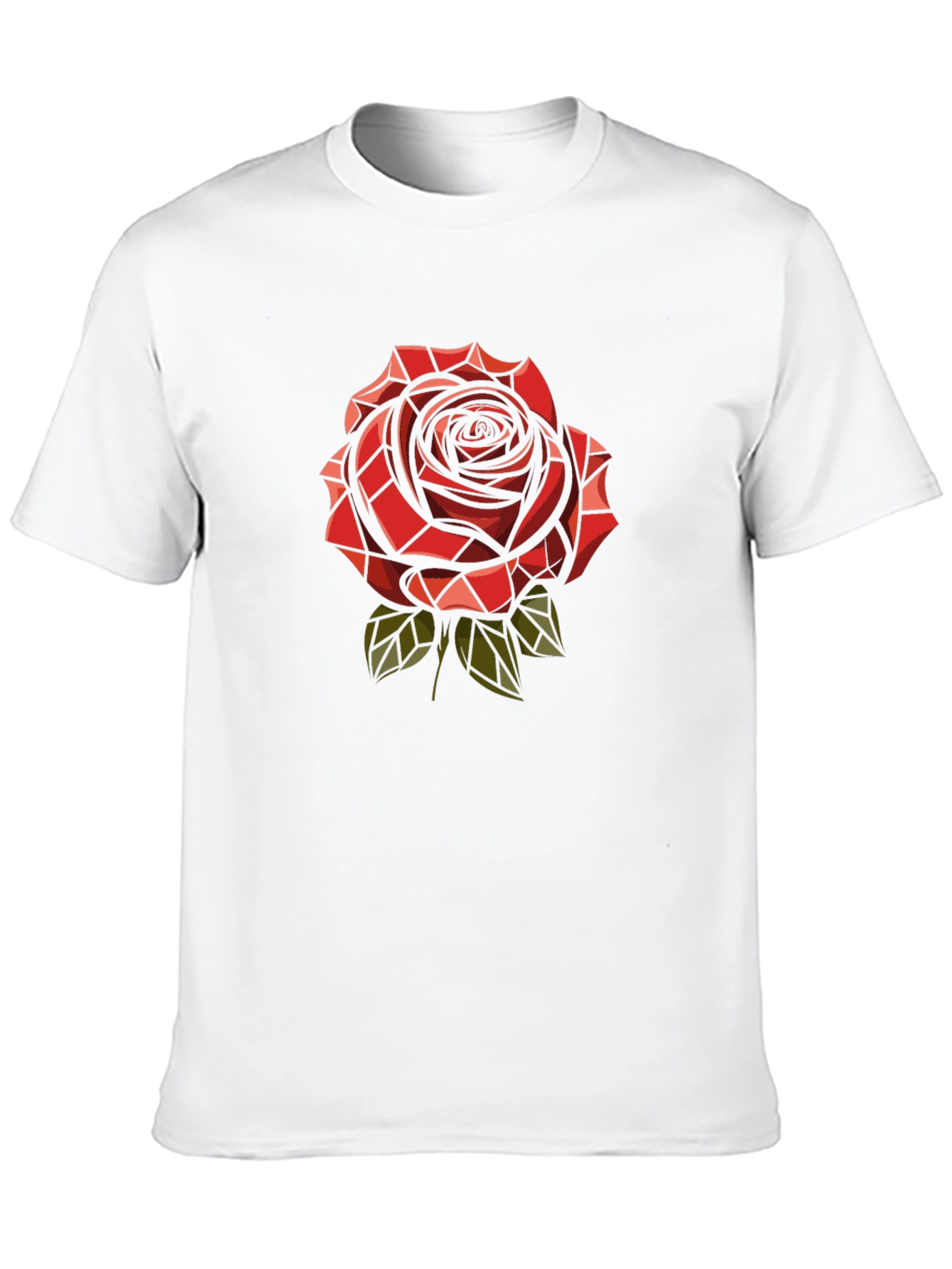 Red Rose Graphic Print Mens Black T-Shirt