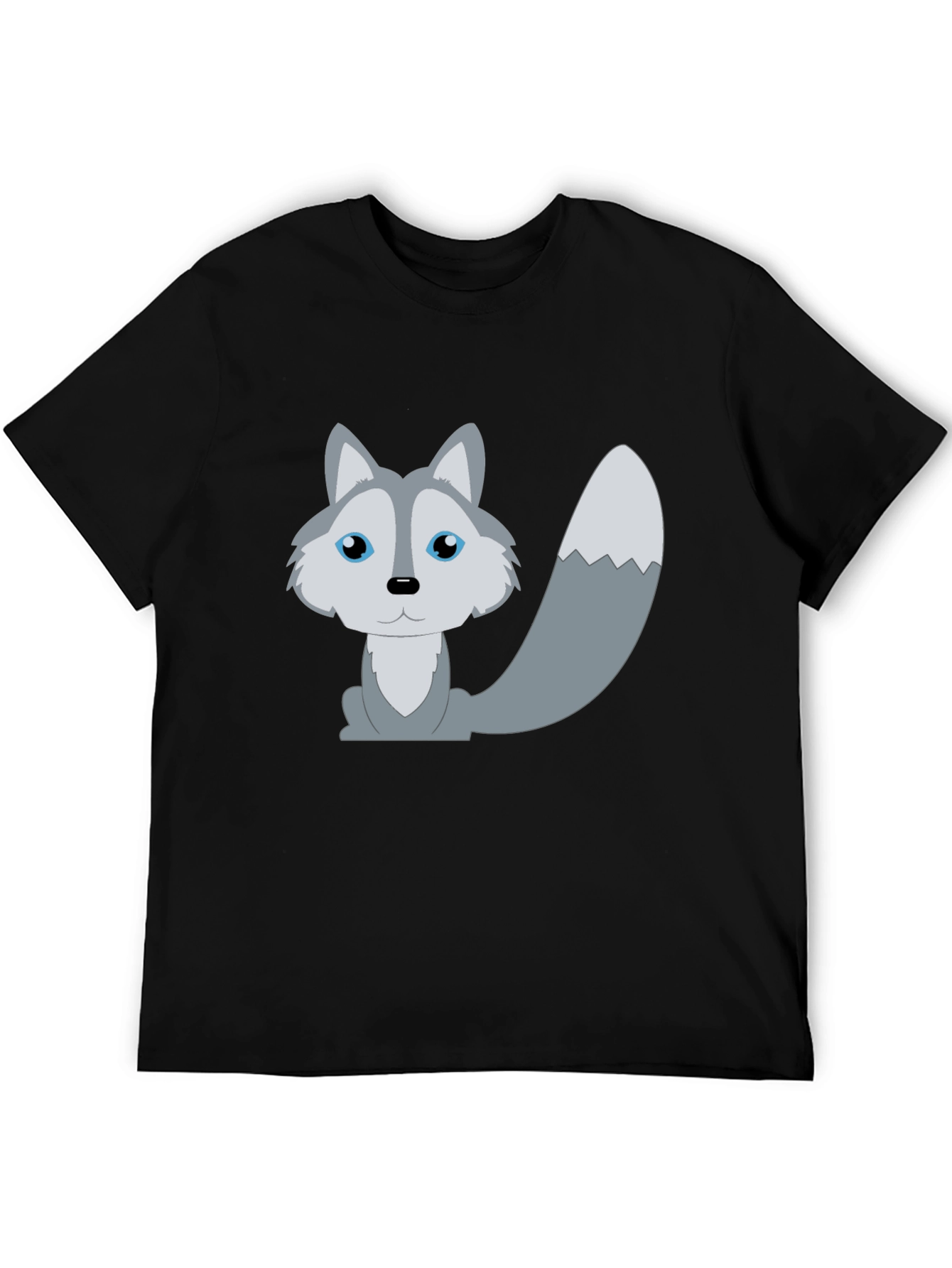 Cute Cartoon Wolf T-Shirt - Unisex Black Tee