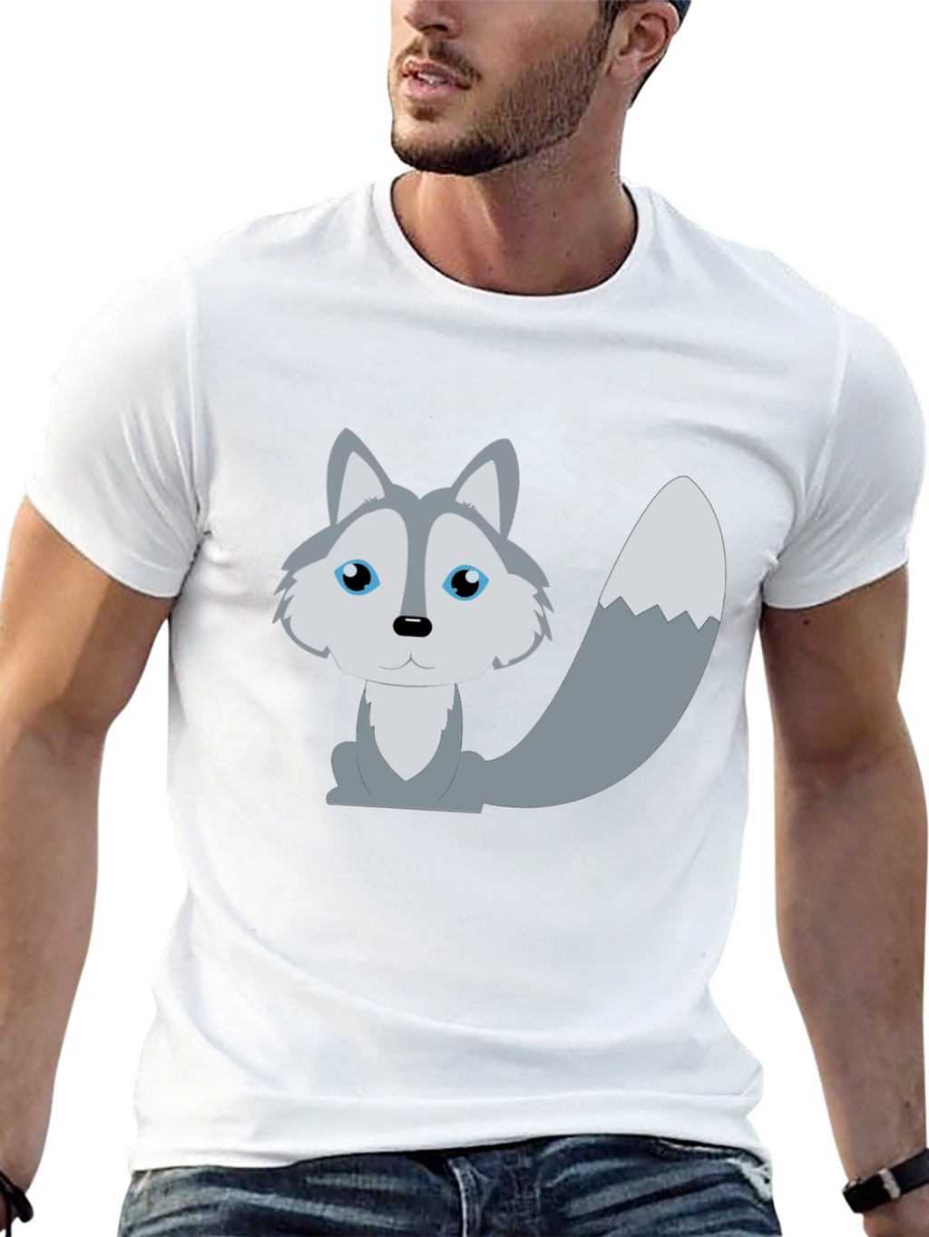 Cute Cartoon Wolf T-Shirt - Unisex Black Tee