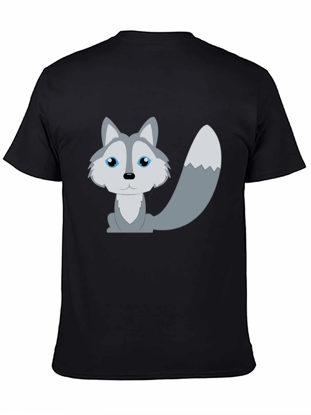 Cute Cartoon Wolf T-Shirt - Unisex Black Tee