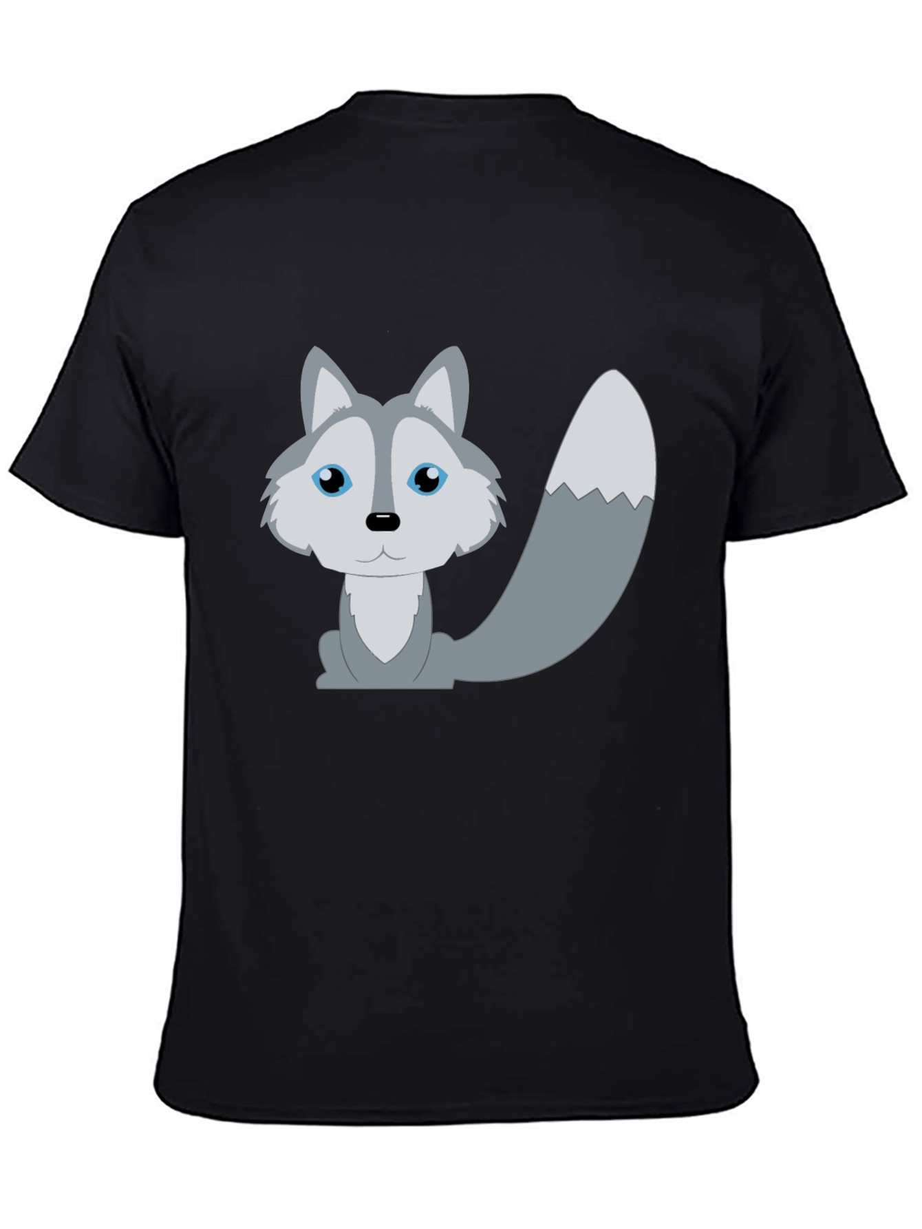 Cute Cartoon Wolf T-Shirt - Unisex Black Tee