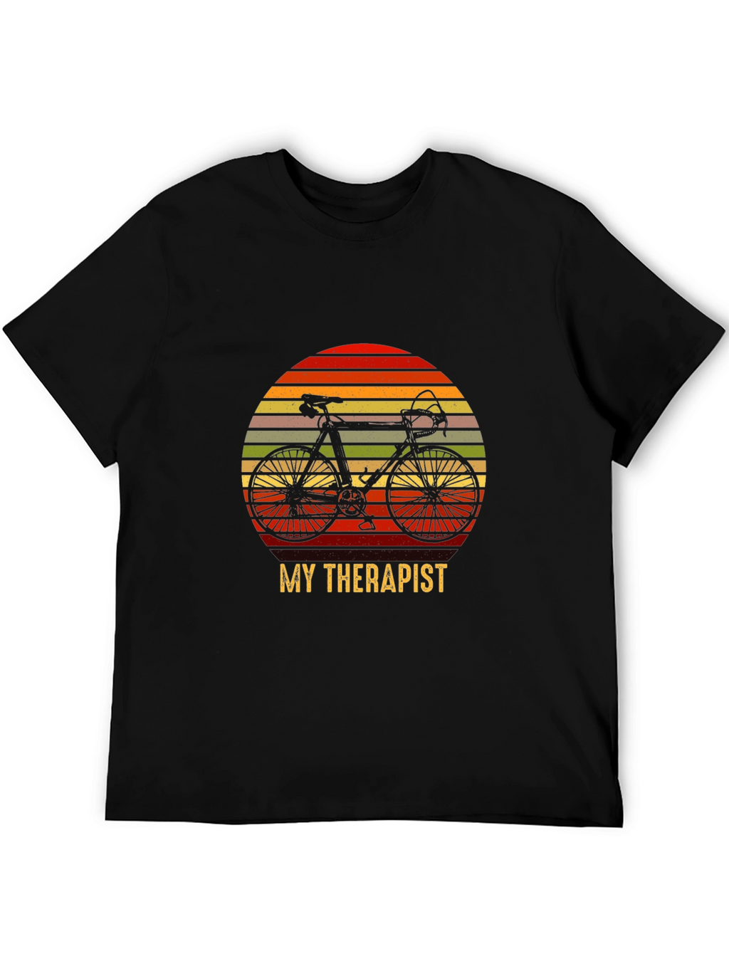 My Therapist is My Bicycle Black T-Shirt