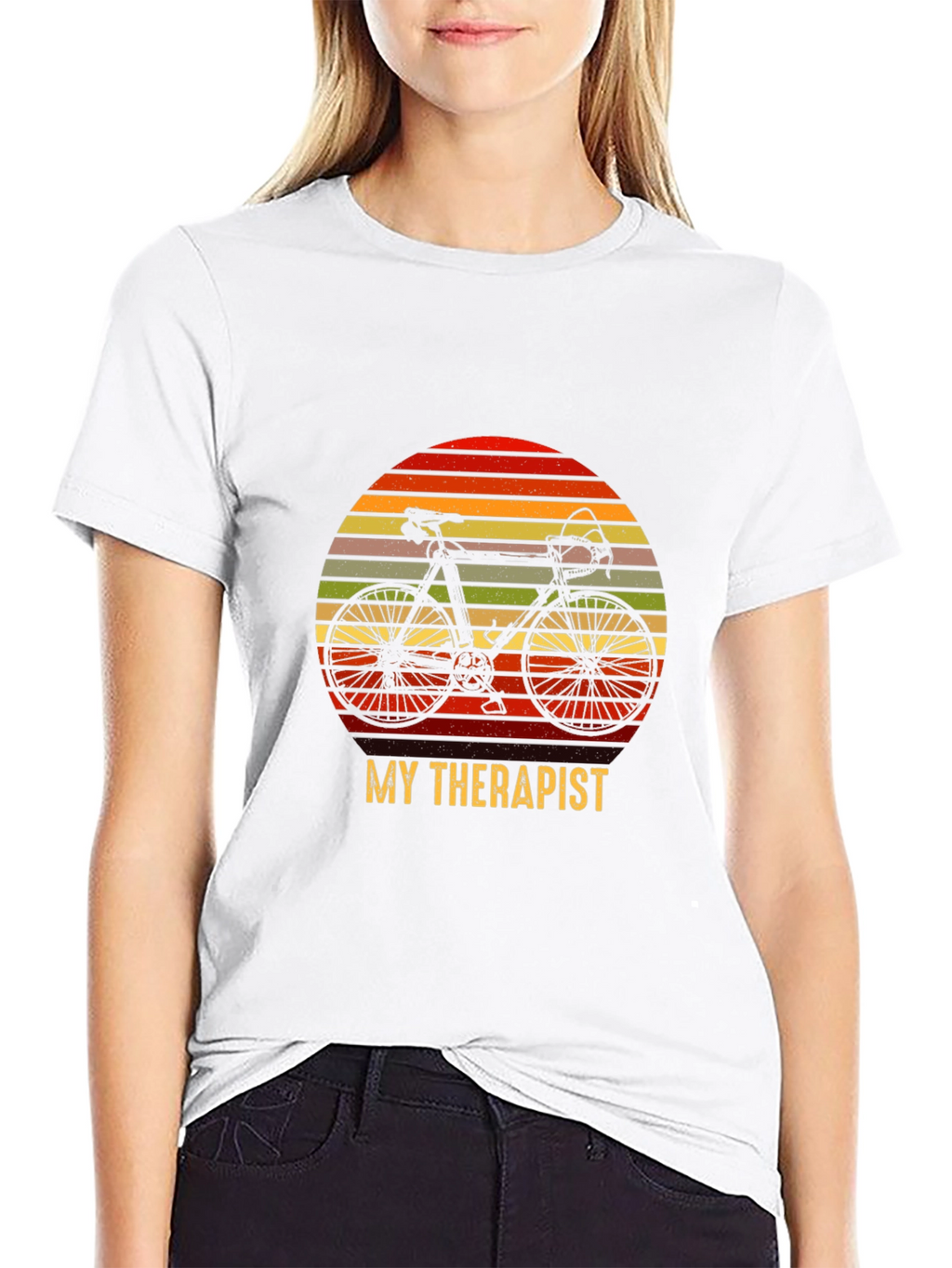 My Therapist is My Bicycle Black T-Shirt