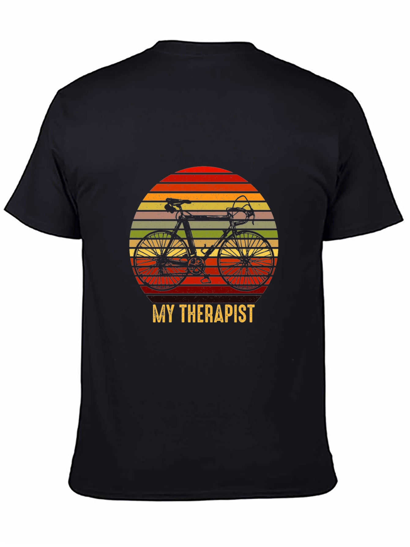 My Therapist is My Bicycle Black T-Shirt