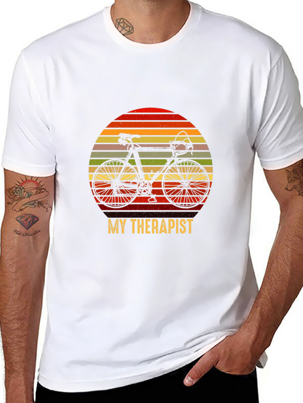 My Therapist is My Bicycle Black T-Shirt