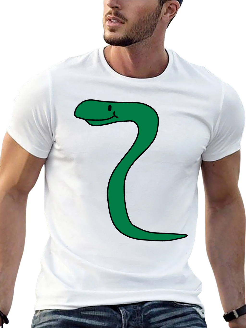 Funny Snake Cartoon Black T-Shirt