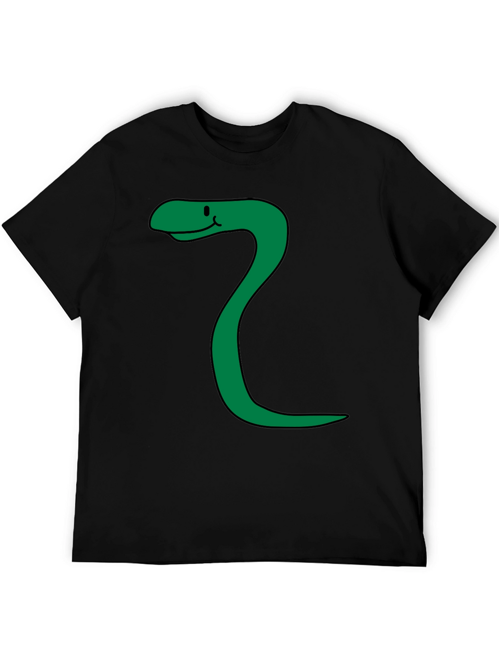 Funny Snake Cartoon Black T-Shirt