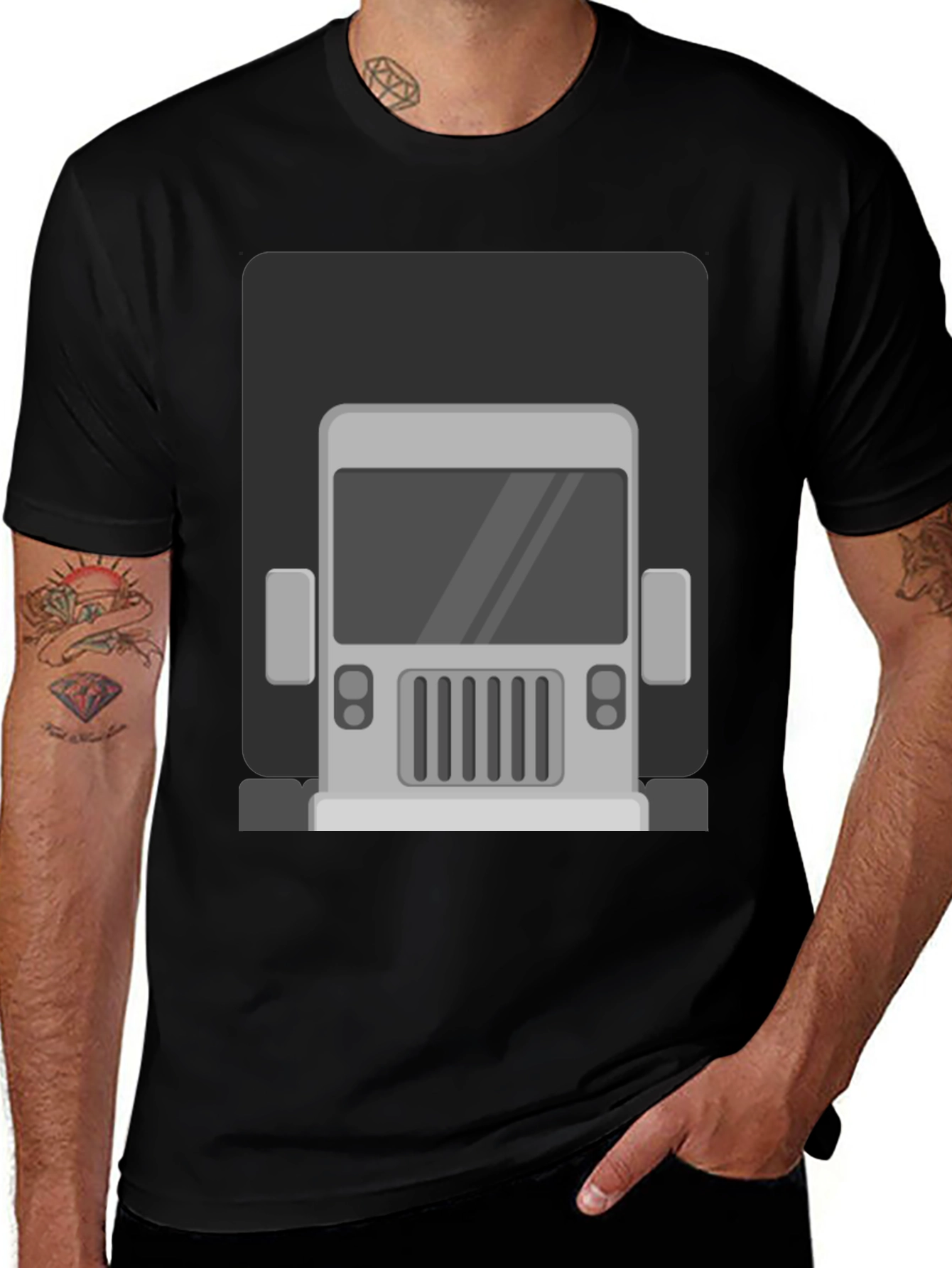 Truck Graphic Print T-Shirt - Mens Black Tee