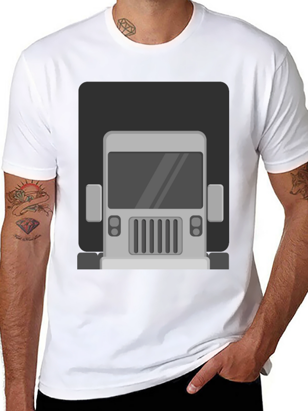 Truck Graphic Print T-Shirt - Mens Black Tee