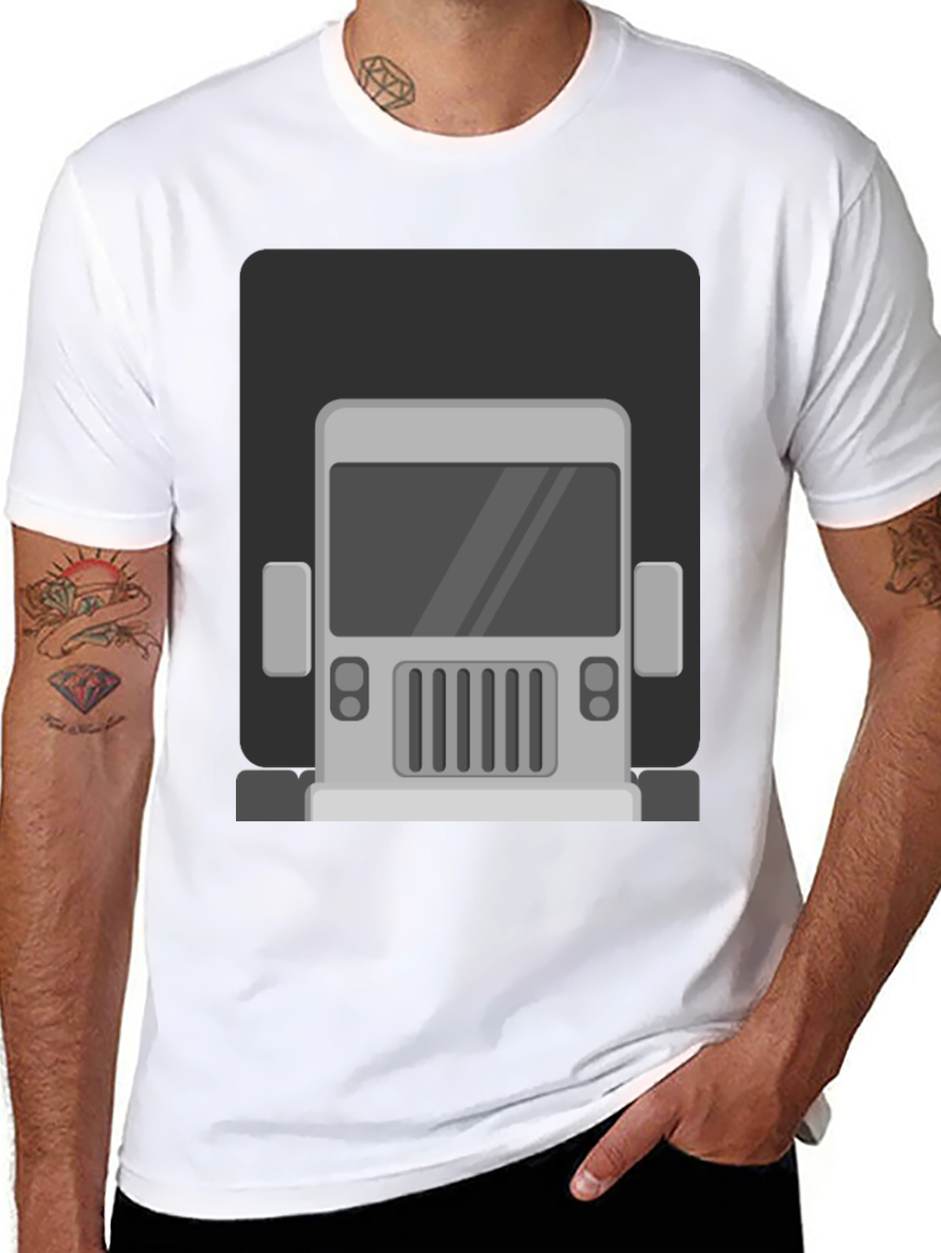 Truck Graphic Print T-Shirt - Mens Black Tee