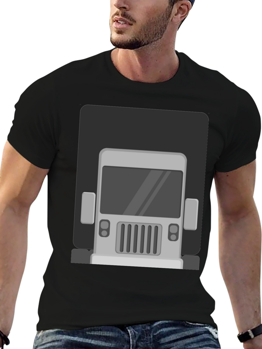 Truck Graphic Print T-Shirt - Mens Black Tee