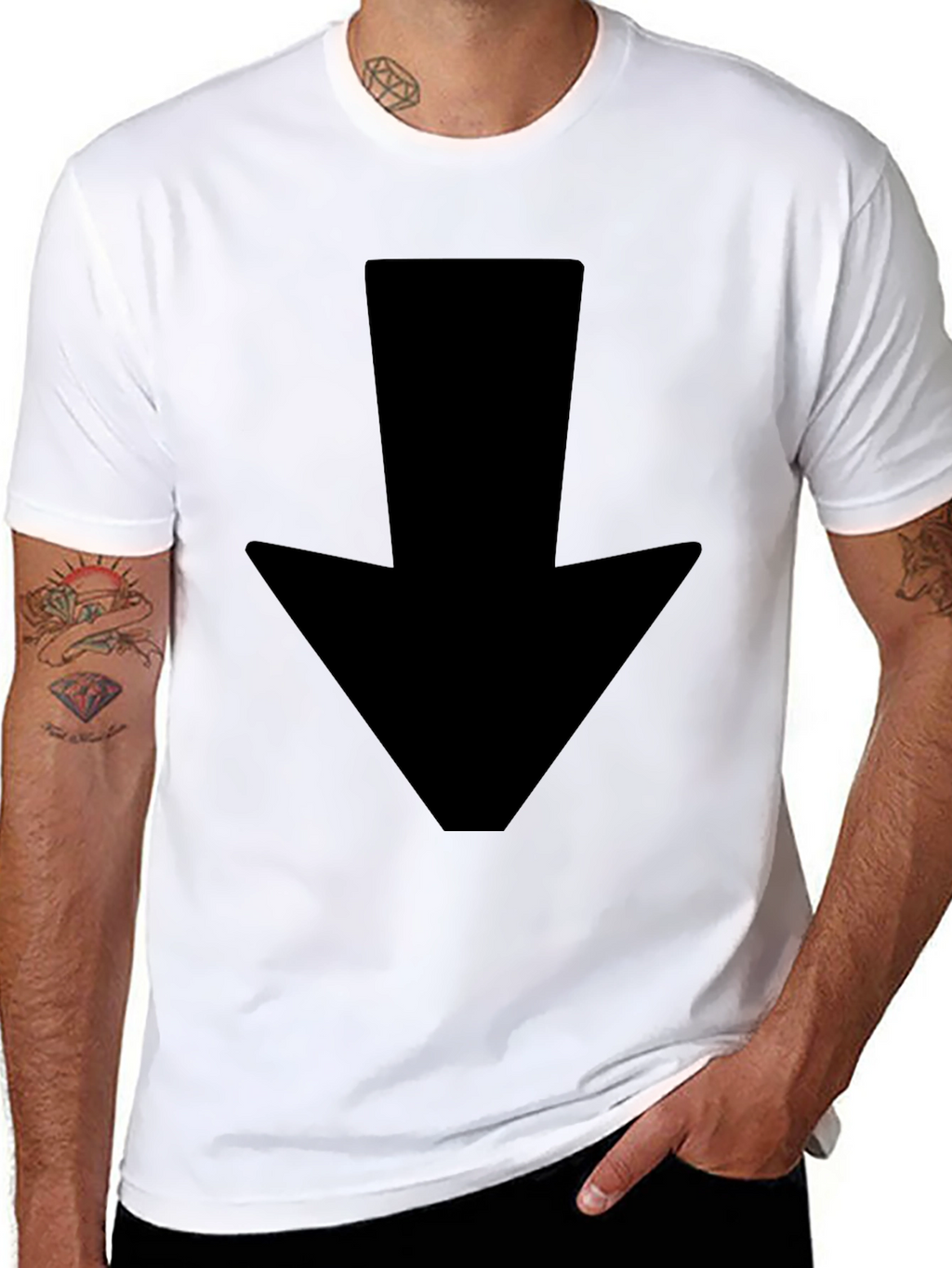 Down Arrow Black T-Shirt - Simple Graphic Tee