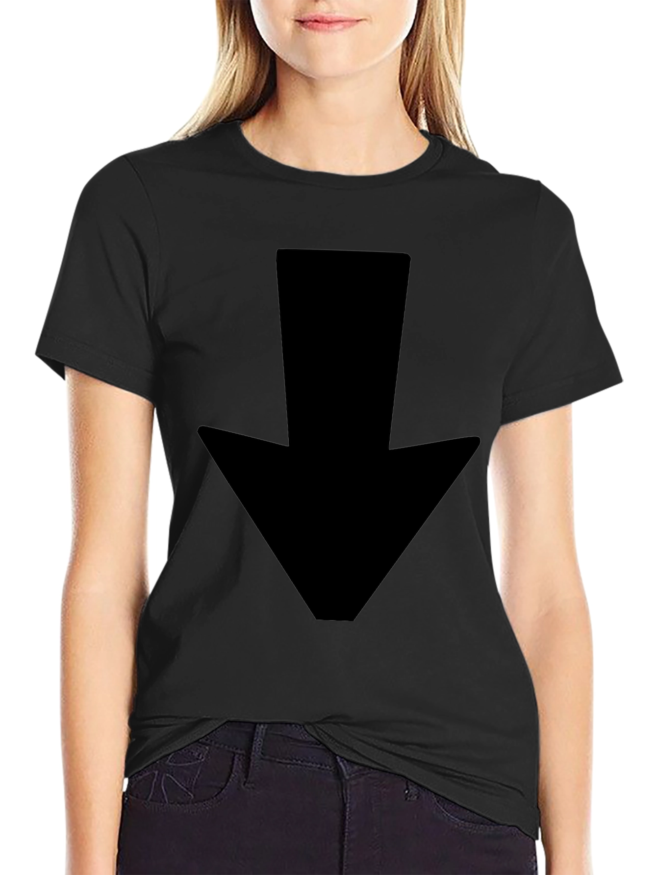 Down Arrow Black T-Shirt - Simple Graphic Tee