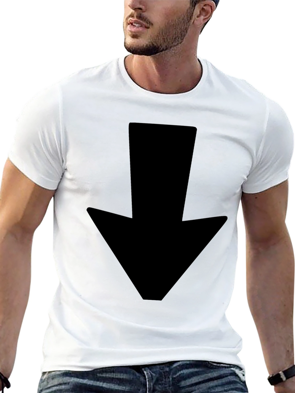 Down Arrow Black T-Shirt - Simple Graphic Tee