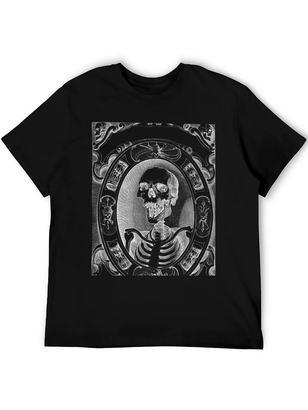 Skull & Rib Cage Graphic Tee - Black