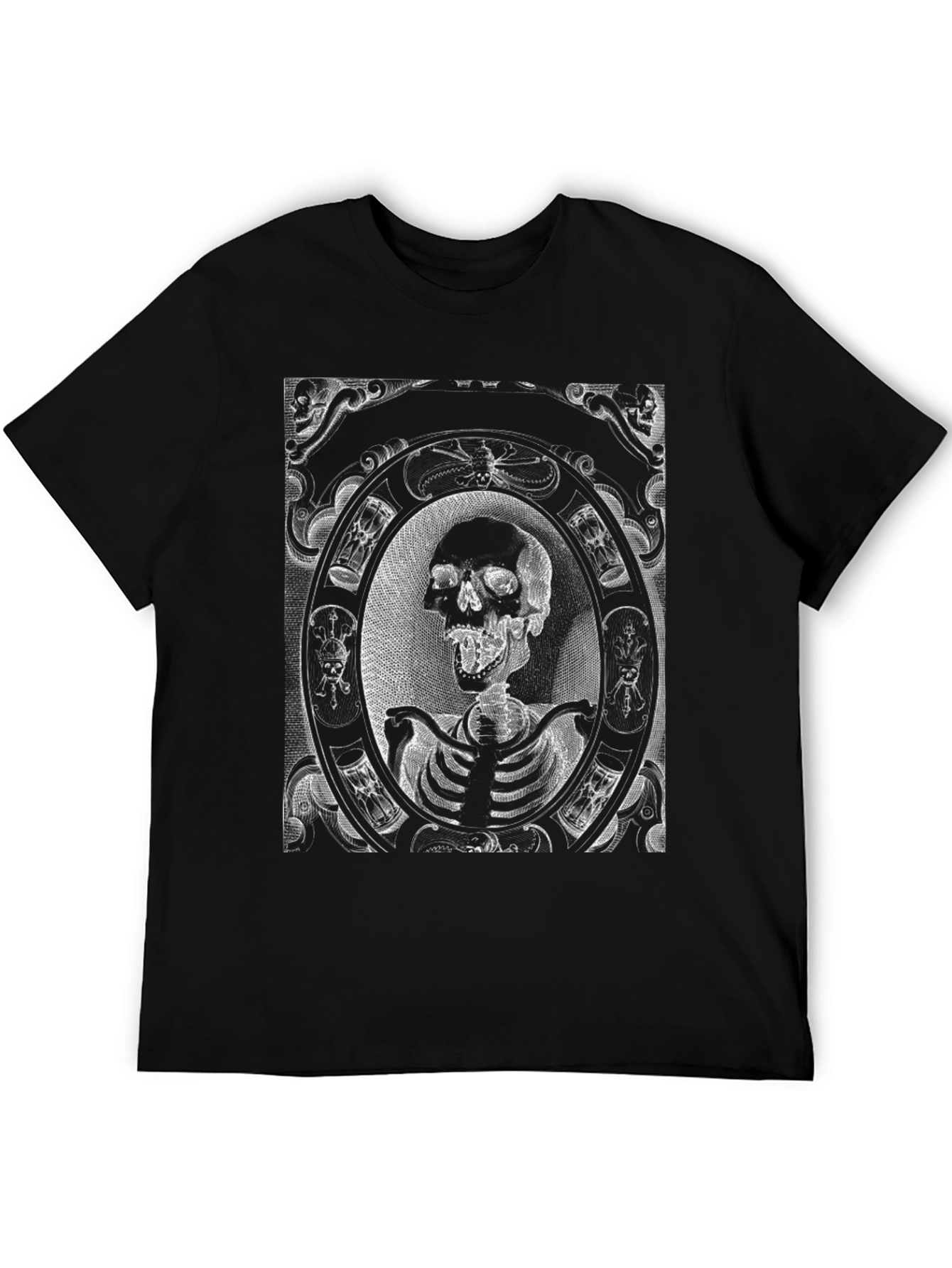Skull & Rib Cage Graphic Tee - Black