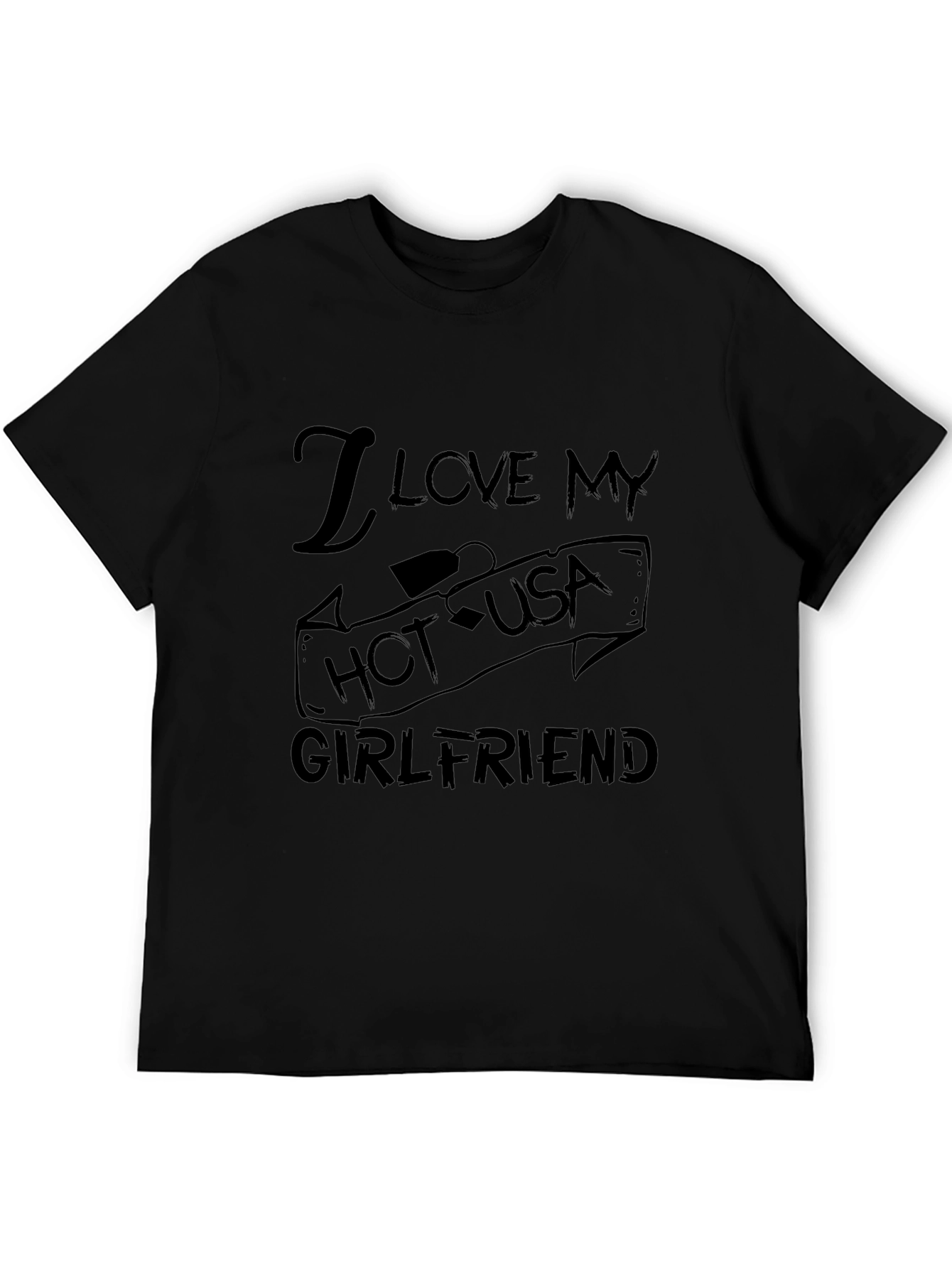 I Love My Hot USA Girlfriend Black Graphic Tee