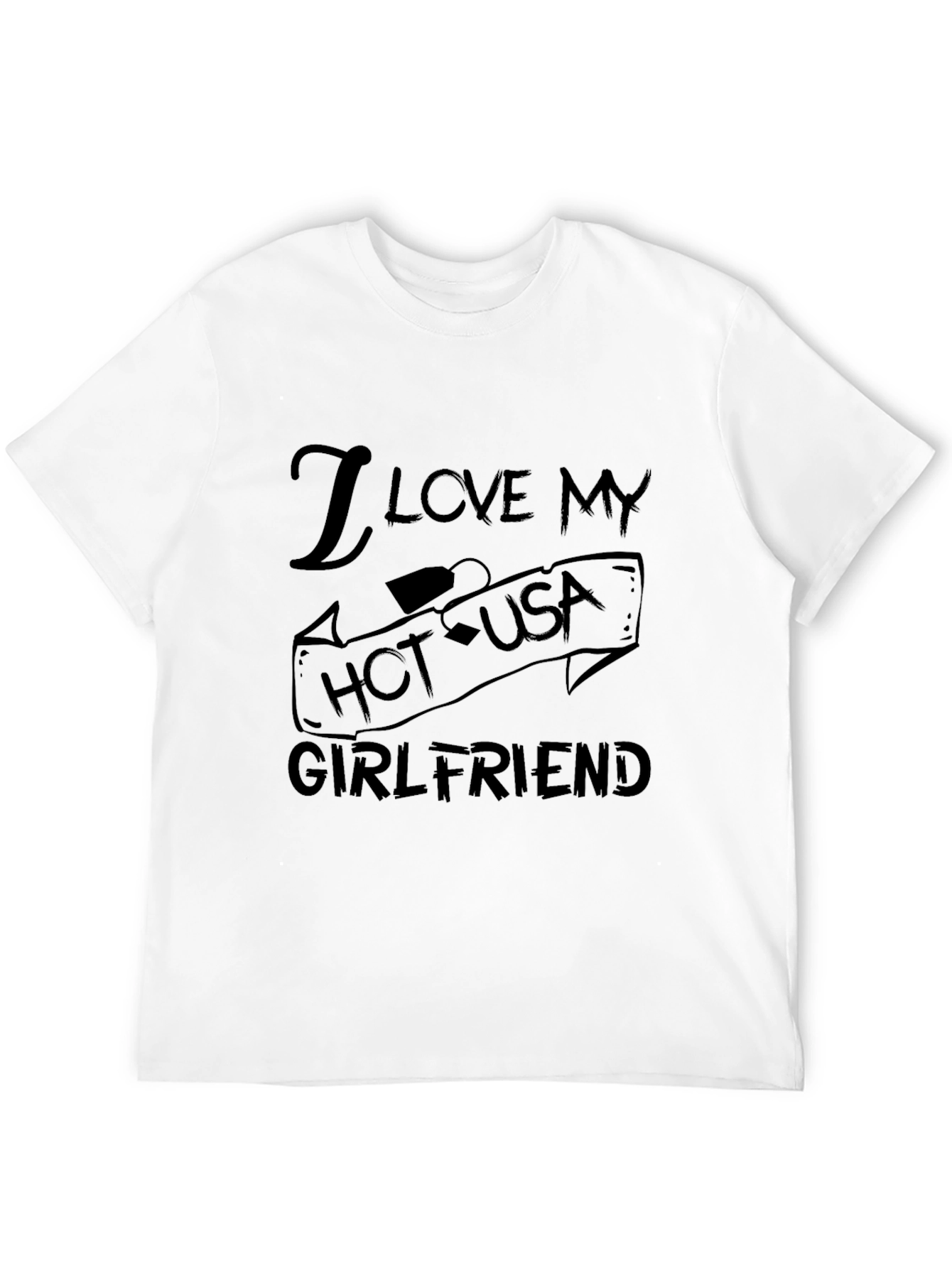 I Love My Hot USA Girlfriend Black Graphic Tee